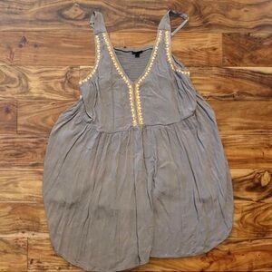 torrid Taupe Embroidered V-Neck Sleeveless Tunic